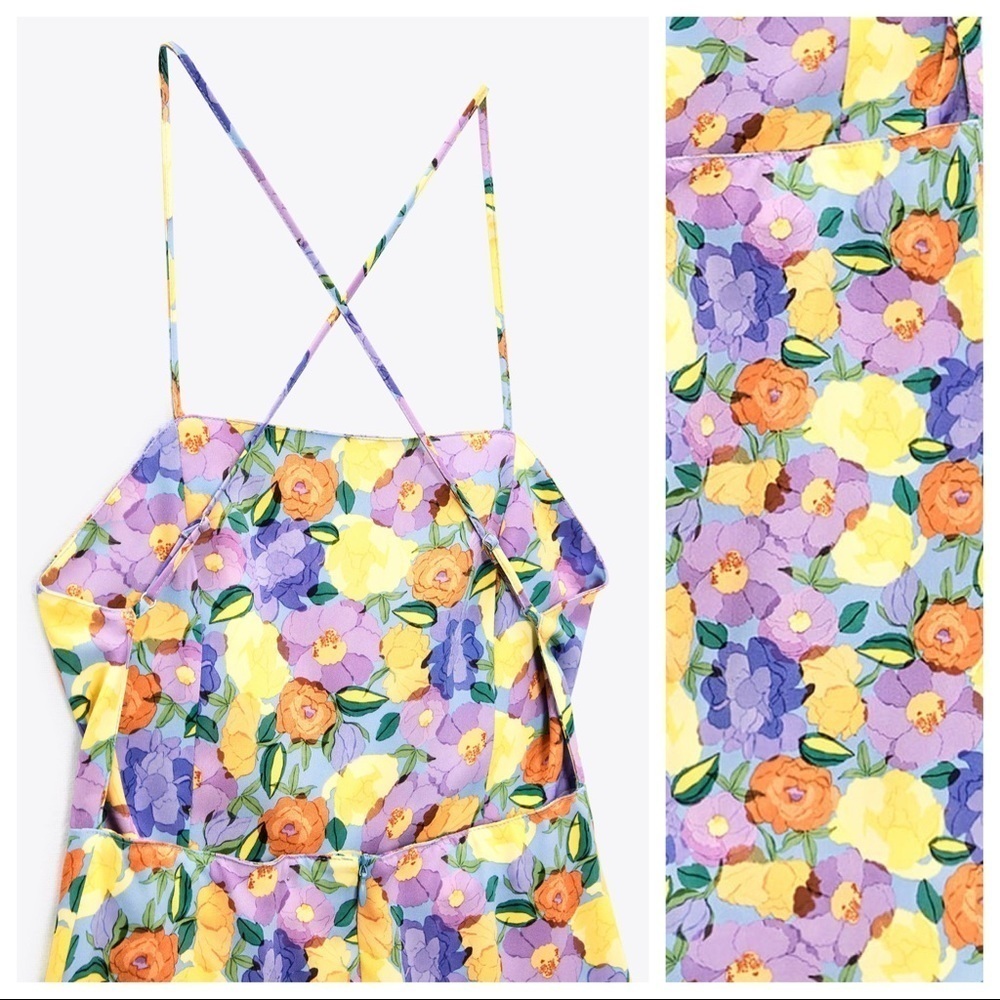 🌹NWT. Zara Floral Print Mini Dress. Size S. - Picture 8 of 12
